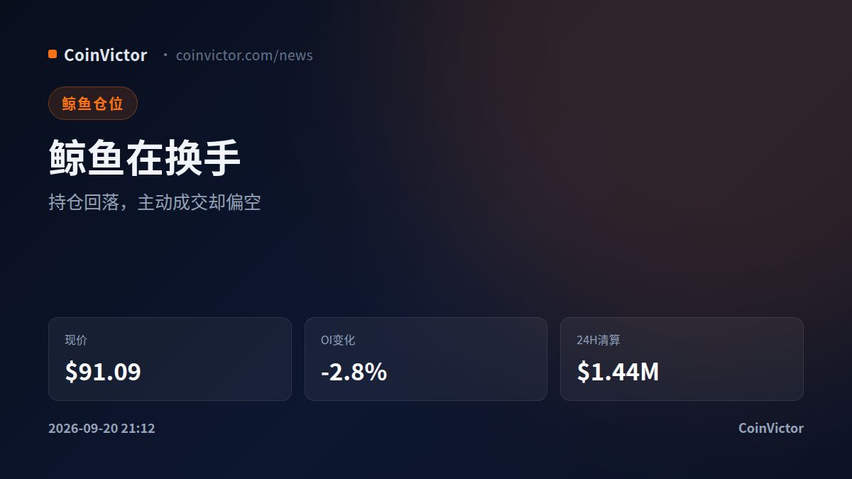 HYPE持仓回落2.8%,91.09美元附近多空筹码现分歧