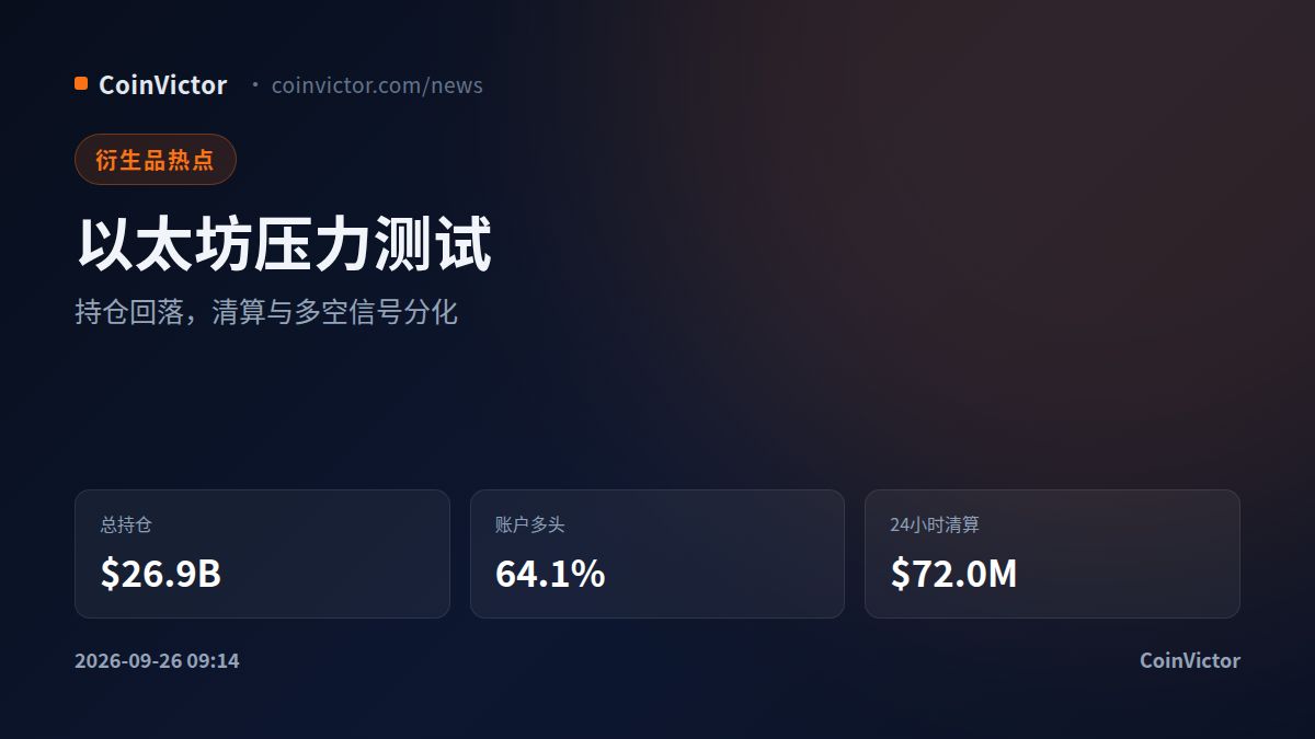以太坊持仓降至$26.9B,空头清算窗口仍在上方