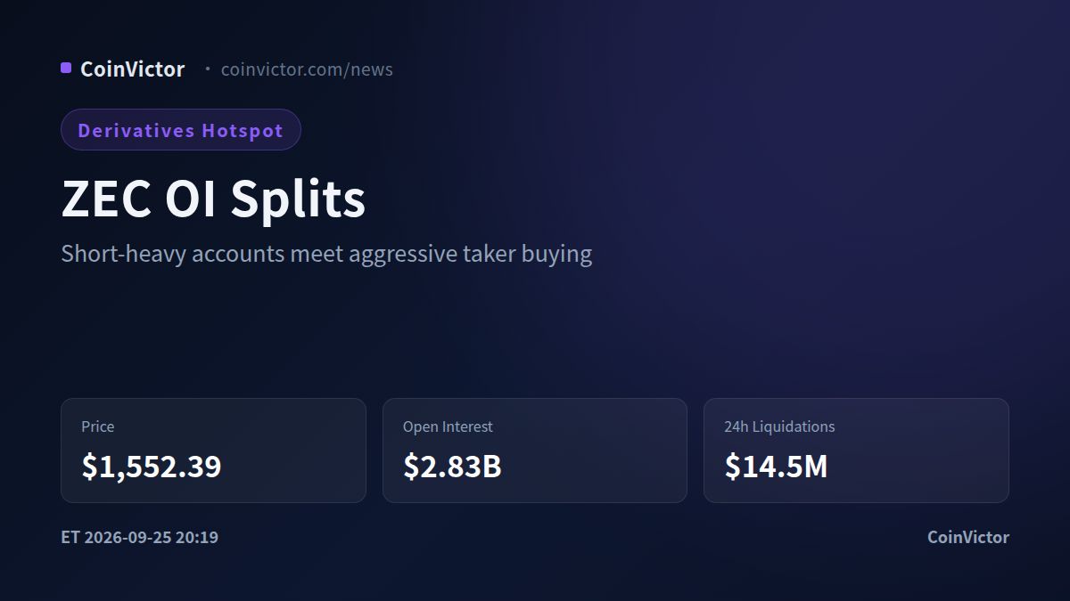 Zcash OI Reaches $2.83B as Binance and Gate Positions Diverge