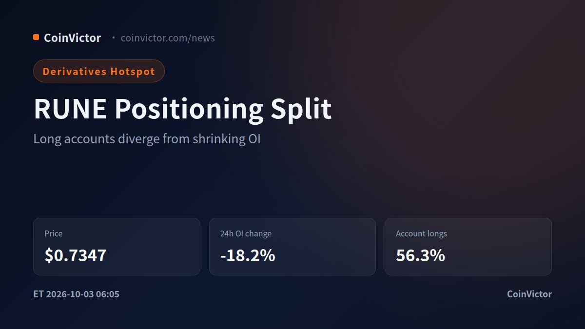 THORChain RUNE: $19.2M OI Masks a 56.3% Long Account Bias