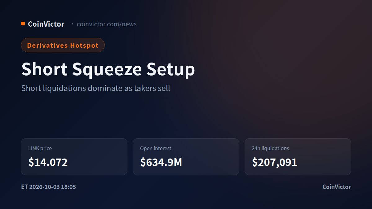Chainlink LINK: $207,091 Liquidations Expose a Short-Squeeze Skew