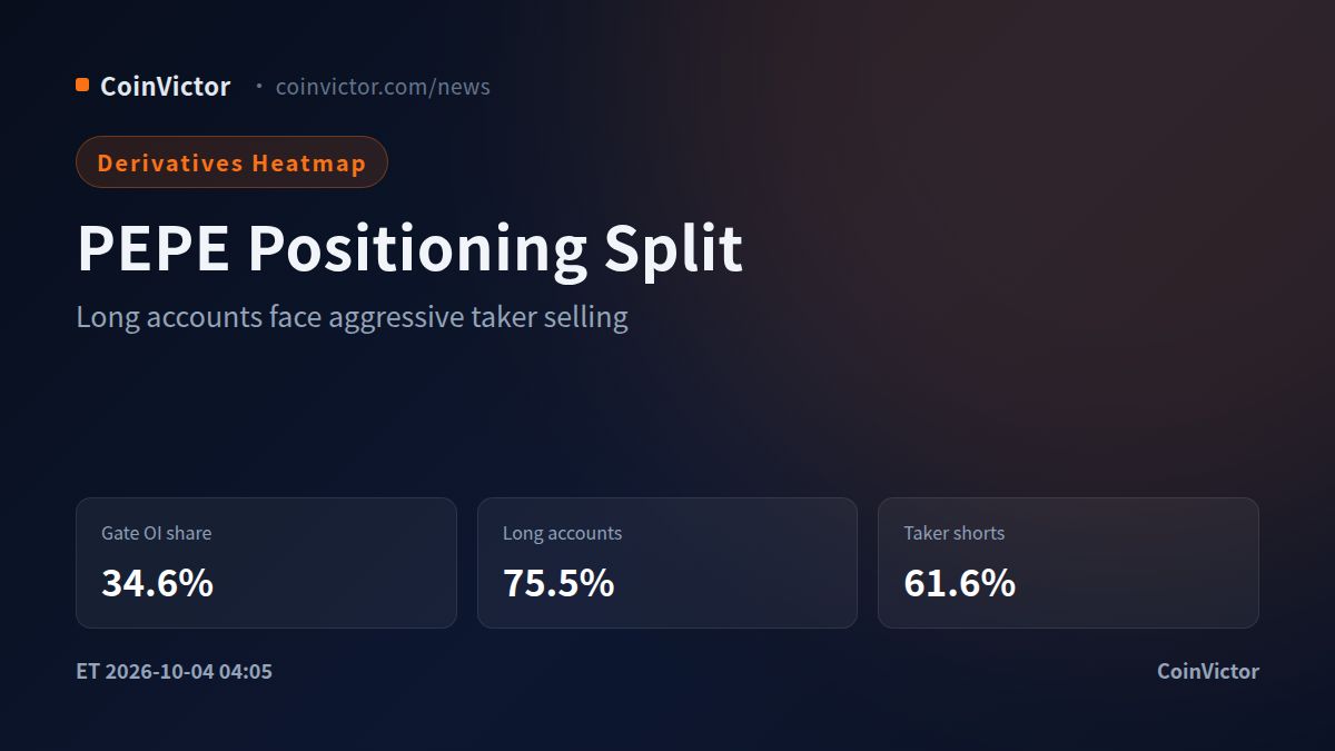 Pepe Derivatives: $287.9M OI Meets a 61.6% Taker-Short Split