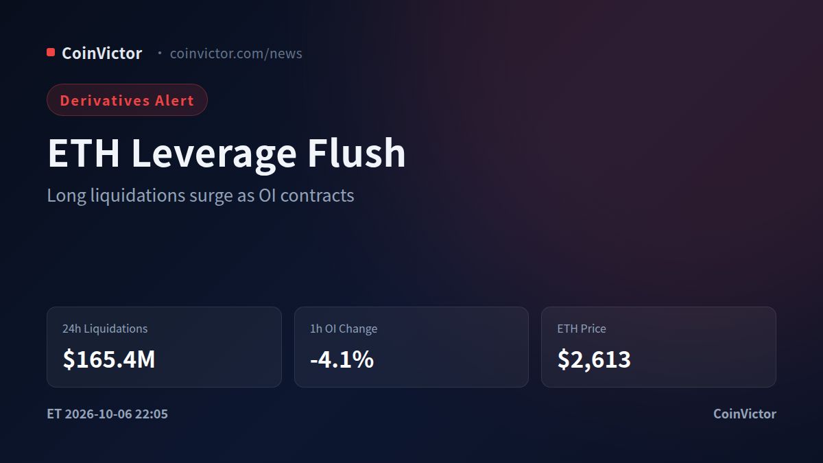Ethereum Liquidations Hit $165.4M as Open Interest Drops 4.1%