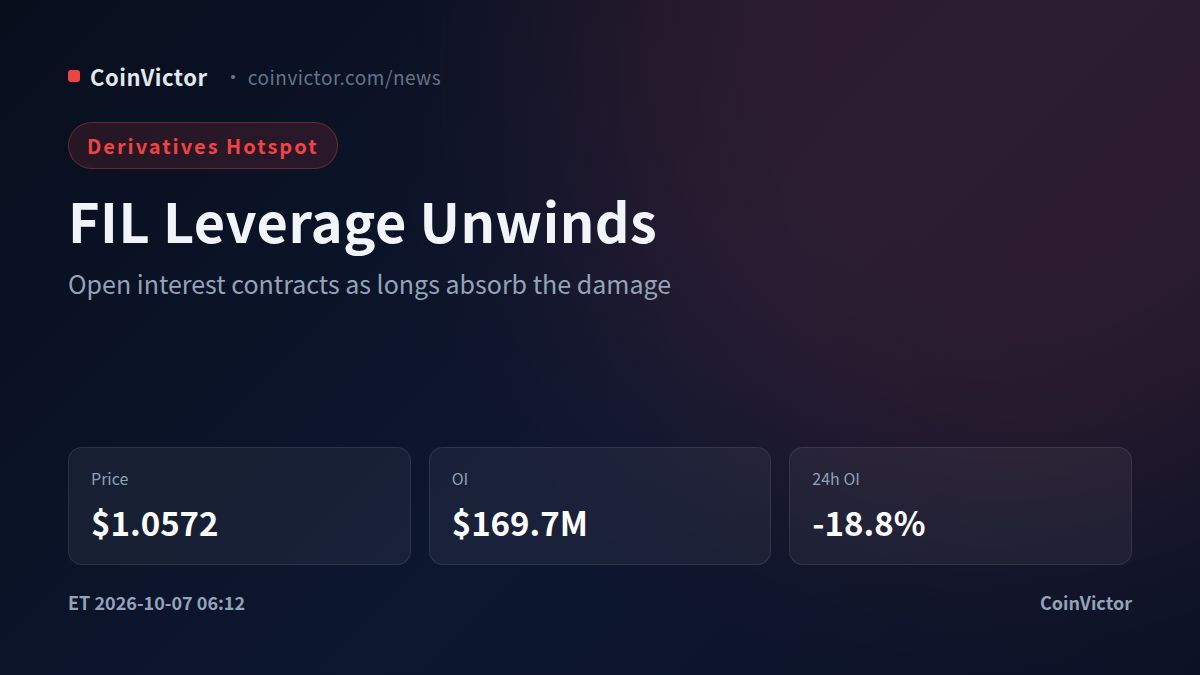 Filecoin OI Falls 18.8% as $169.7M Leverage Meets Long Liquidations