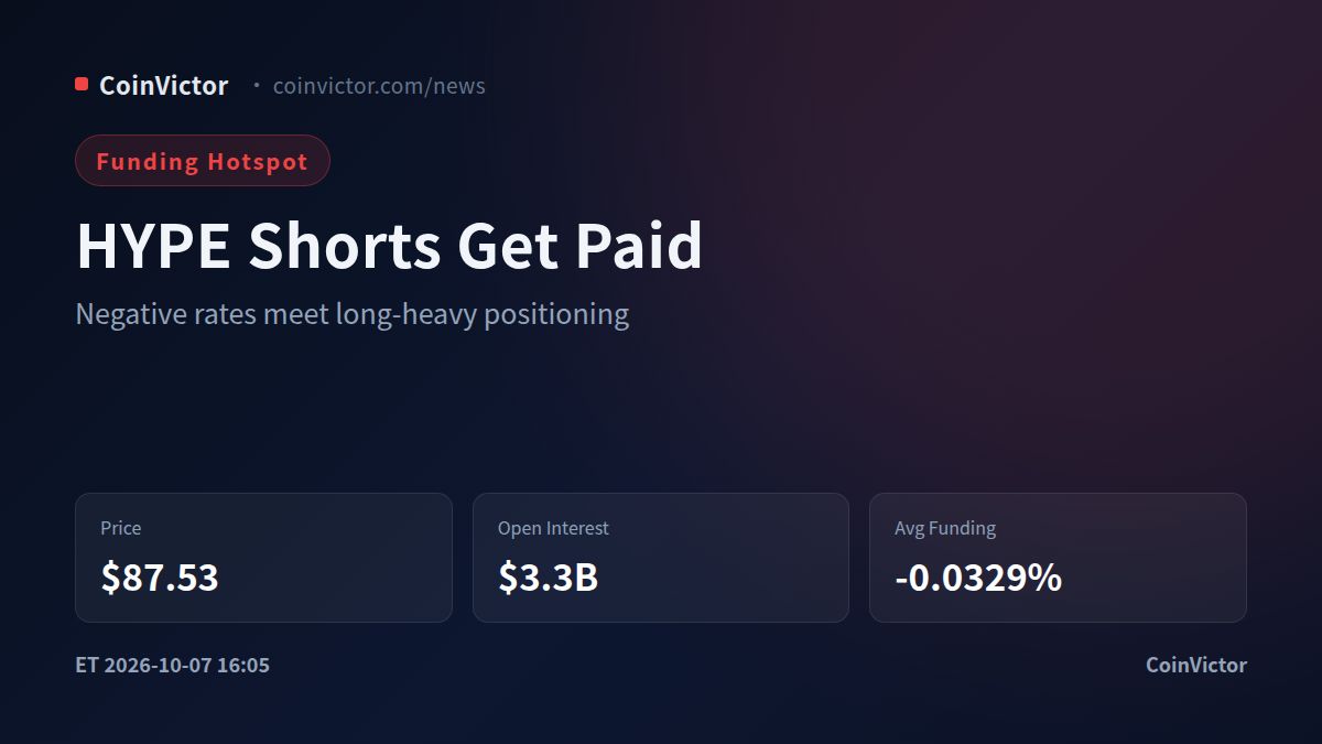 HYPE at $87.53: Negative Funding Meets a 5.6% OI Slide