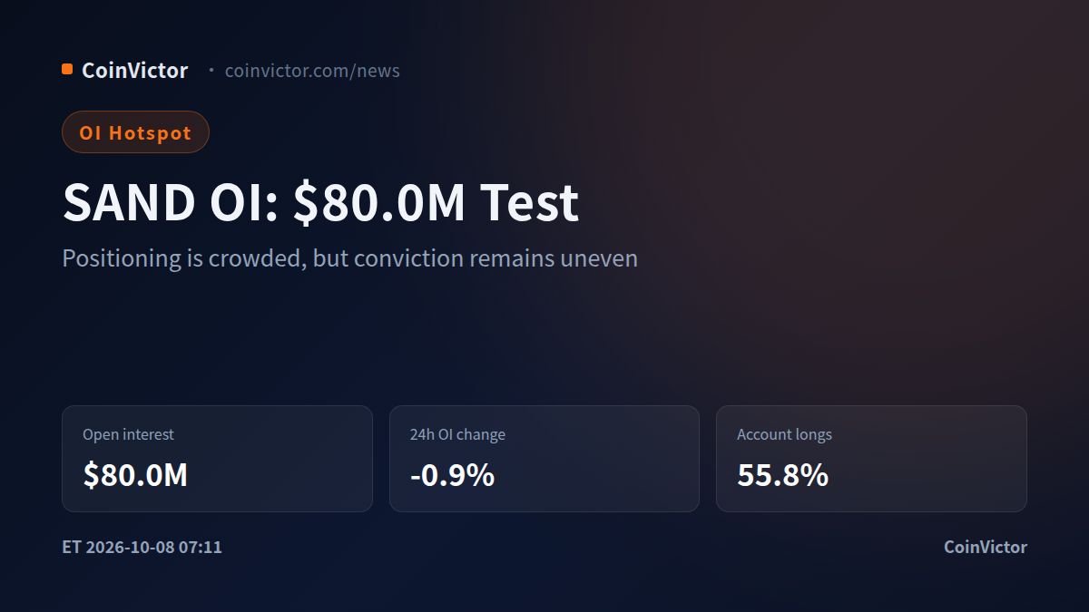 The Sandbox SAND OI at $80.0M: Why the Surge Is Not Conviction
