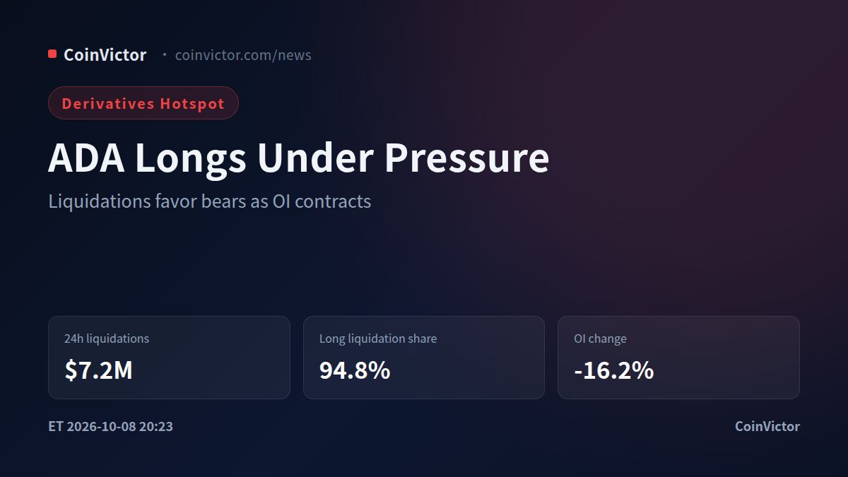 Cardano Liquidation Skew: $6.8M Longs vs $377.3K Shorts in 24h