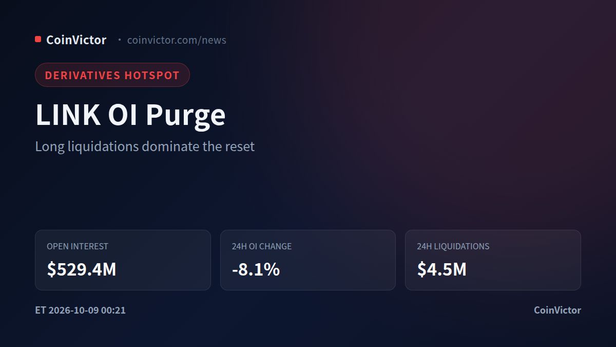 Chainlink OI Purge: $529.4M Open Interest Falls 8.1% in 24h