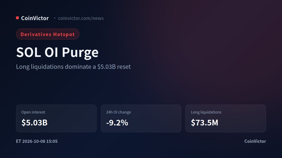 Solana OI Purge: $5.03B Left as Long Liquidations Reach $73.5M