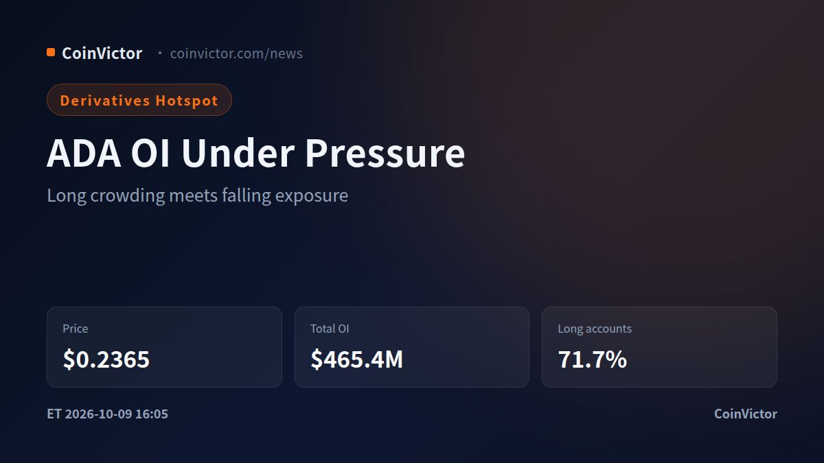 Cardano OI Structure: $465.4M Open Interest, Down 1.1% Today