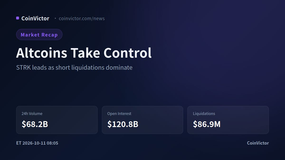 Crypto Market Recap: $68.2B Volume and $87.1M Liquidations