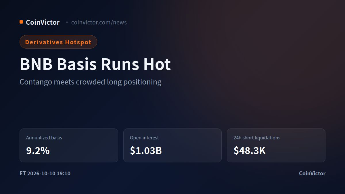 BNB Basis Hits 9.2% Annualized as $1.03B OI Tilts Long