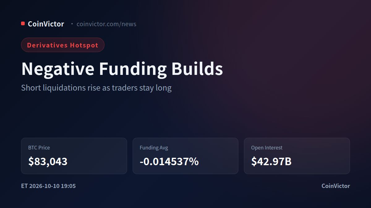 Bitcoin Funding Turns Negative at -0.014537% as $42.97B OI Holds