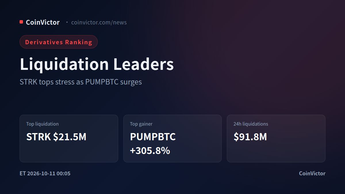 STRK Leads Crypto Liquidations at $21.5M as PUMPBTC Gains 305.8%