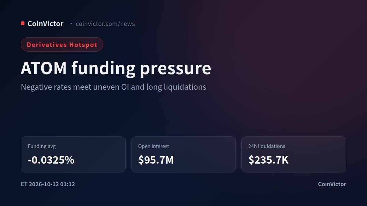 Cosmos Hub ATOM Funding Falls to -0.0162% on Bybit as OI Slips