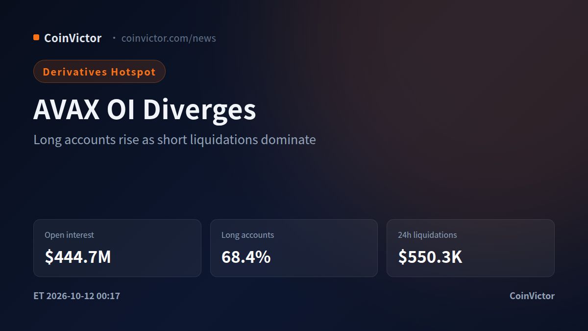 Avalanche AVAX: $444.7M OI Meets 68.4% Long Accounts, Short Squeeze