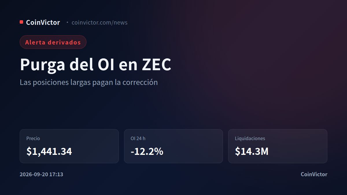 Zcash pierde 12.2% de interés abierto mientras las liquidaciones largas dominan