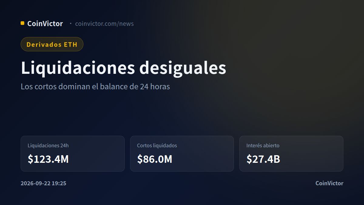 Ethereum: $123.4M liquidados y una presión desigual entre largos y cortos