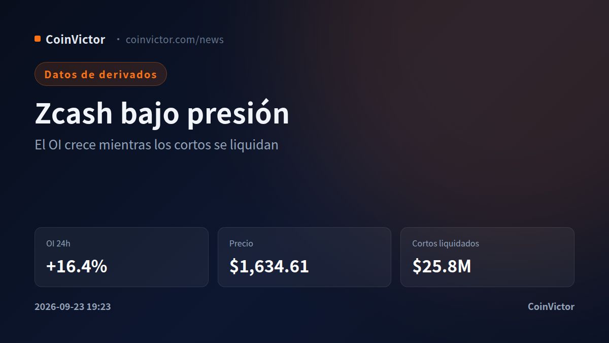 Zcash dispara el interés abierto un 16,4% hasta superar los $3.1B