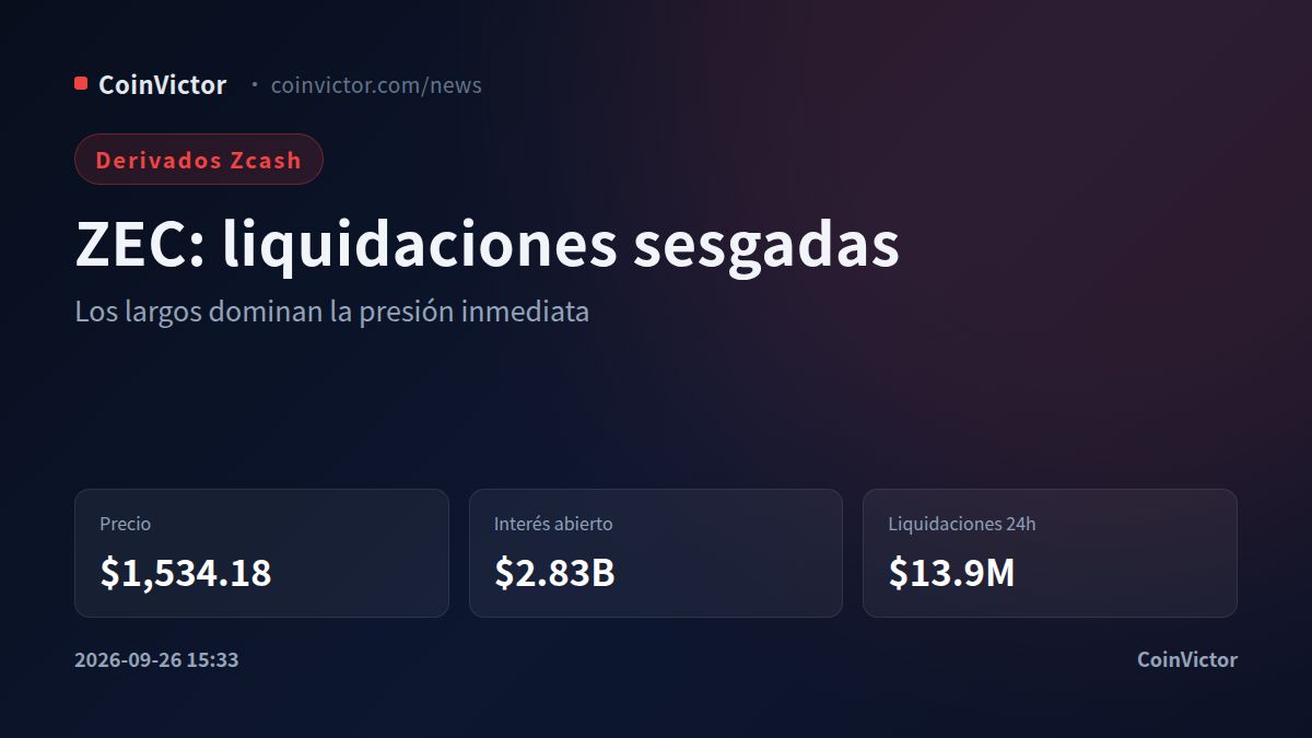 Zcash: $5.9M en largos liquidados y el interés abierto aún sube
