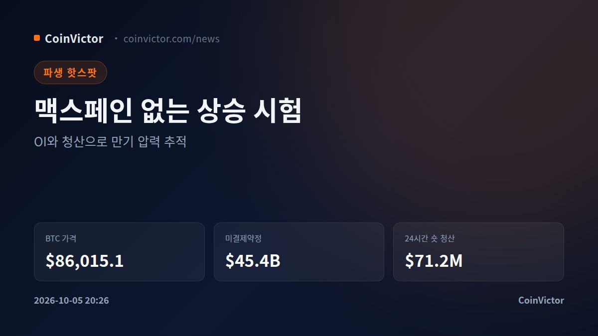 비트코인 $86,015, 옵션 맥스페인 압력은 어디에 몰렸나