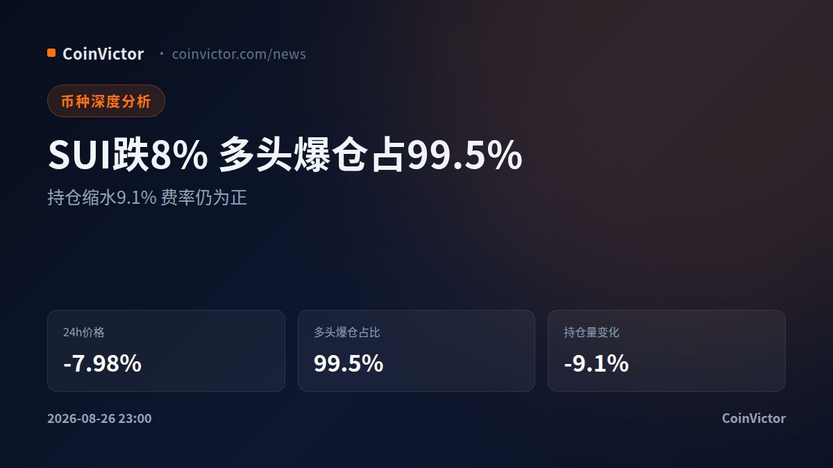 SUI单日跌8% 多头爆仓占99.5% 合约持仓量缩水9.1% 资金费率仍为正